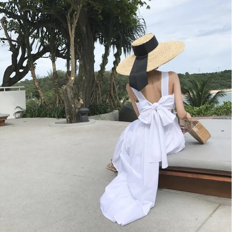Женское Повседневное платье с бантом и открытой спиной Пляжное Платье