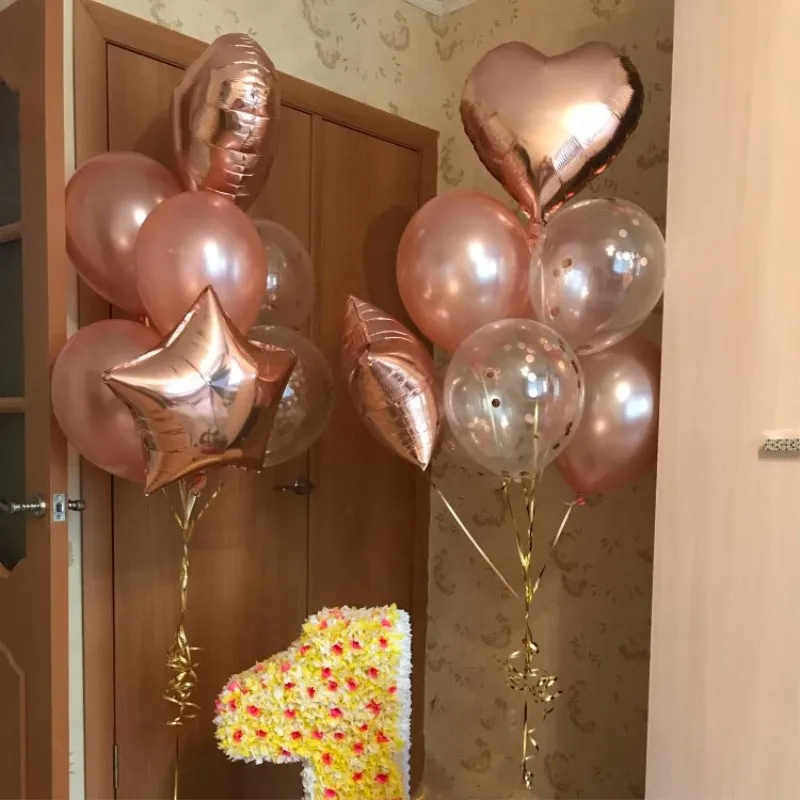 Воздушные шары из фольги с гелием и жемчугом, 18 дюймов, розовое золото, звезда, сердце, день рождения, вечеринка, свадьба
