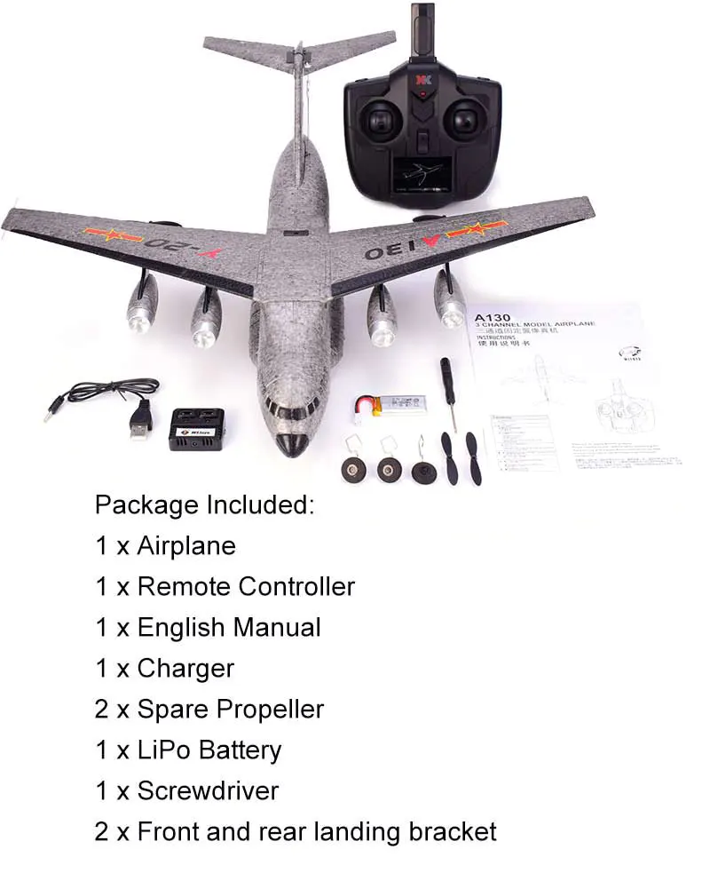 WLToys XK A130 RC самолет 2 4G 3CH Y 20 модель военный транспорт 500 мм EPP пульт дистанционного