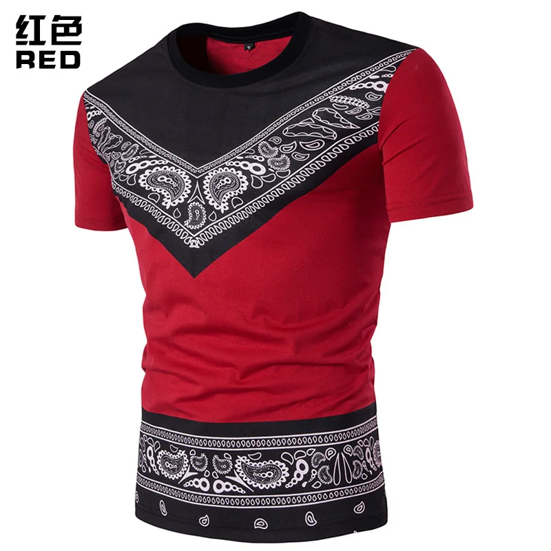 Мужская футболка с коротким рукавом Летние повседневные цветные костюмы принтом