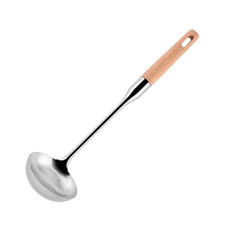 Soup Spoon GLANYOMI 1 шт. кухонная утварь из нержавеющей стали с деревянной ручкой набор кухонных инструментов Тернер ковш ложка для ресторана кухонная утварь - Цвет: Soup Spoon