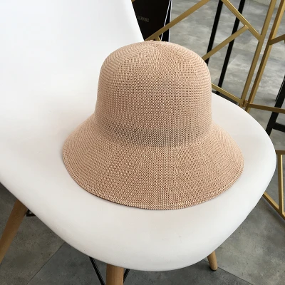 New Women Sun Hats Simple Straw Hat Sunproof Summer Care Beach Cap Female Artistic Big Brim Caps Breathable Summer Ladies - Цвет: Pink