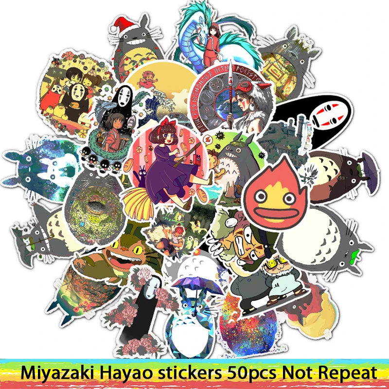 50pcs Stickers Miyazaki Hayao Anime Sticker My Neighbor Totoro/Spirited Away for Skateboard Laptop Bicycle Waterproof Decals