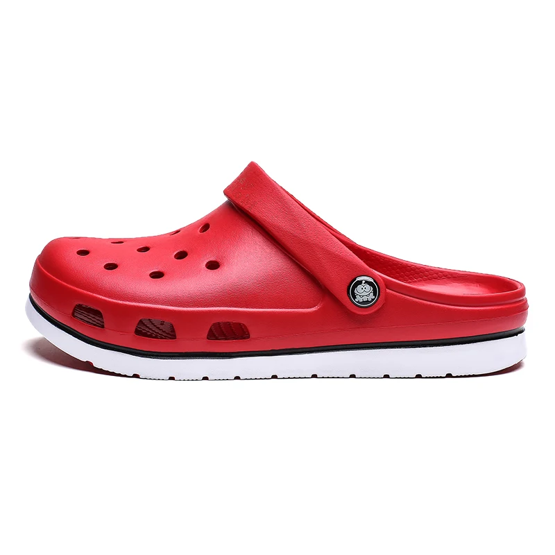Crocse Crocks/мужские сандалии для бассейна; летняя Уличная обувь для пляжа; мужские садовые Сабо без застежек; Повседневная водонепроницаемая обувь для душа; Crock - Цвет: red