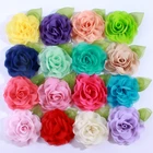 120 шт 8,5 см Ткань шифон в цветочек с зеленым листом для свадебного платья украшение искусственные цветы для свадебного приглашения