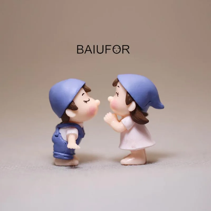 BAIUFOR Lover мультфильм пара фигурок шляпа для мальчиков и девочек Мини Сад