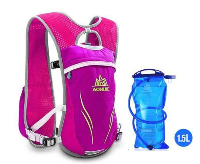 Pink Set B AONIJIE бегущий марафон гидратация нейлон 5.5L уличные сумки для бега походный рюкзак жилет марафон велосипедный рюкзак - Цвет: Pink Set B