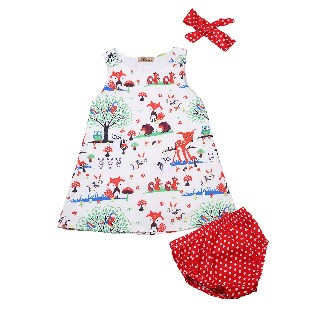 Hi Baby Store платье для новорожденных девочек с мультяшным принтом + шорты в горошек