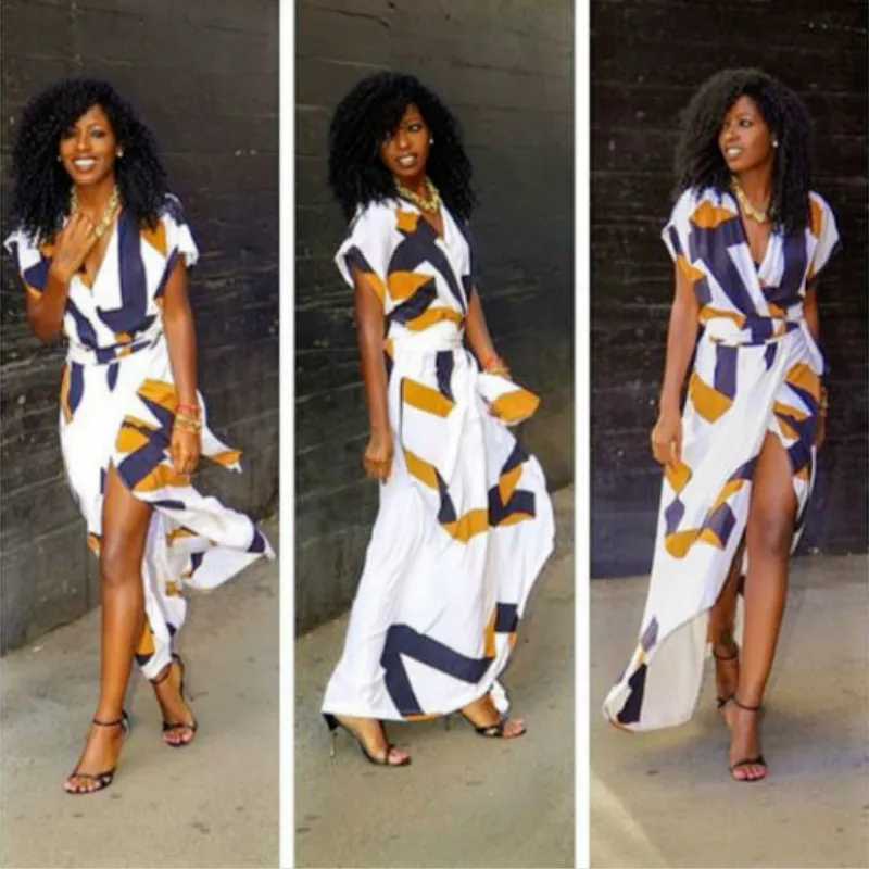 Женское пляжное платье в стиле бохо длинное вечернее макси с v-образным вырезом и