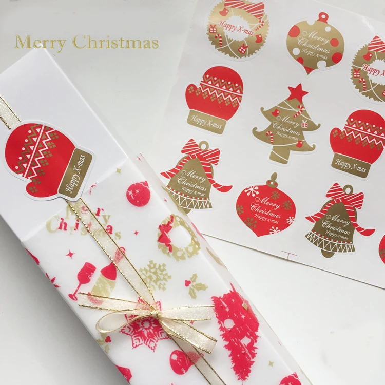 Новинка 120 шт. (10 цветов) наклейки с надписью &quotMerry Christmas&quot бумажные для
