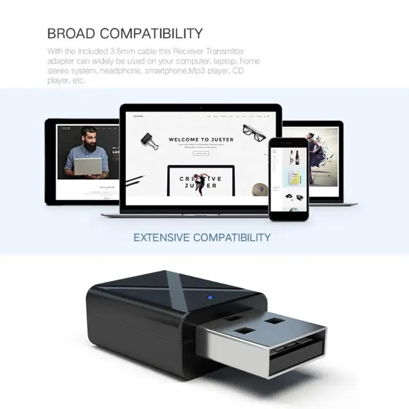 5.0 Bluetooth Transmitter Receiver Mini UX Stereo Doblue PC Wireless Adapter for Car with RCA TVs | Электроника