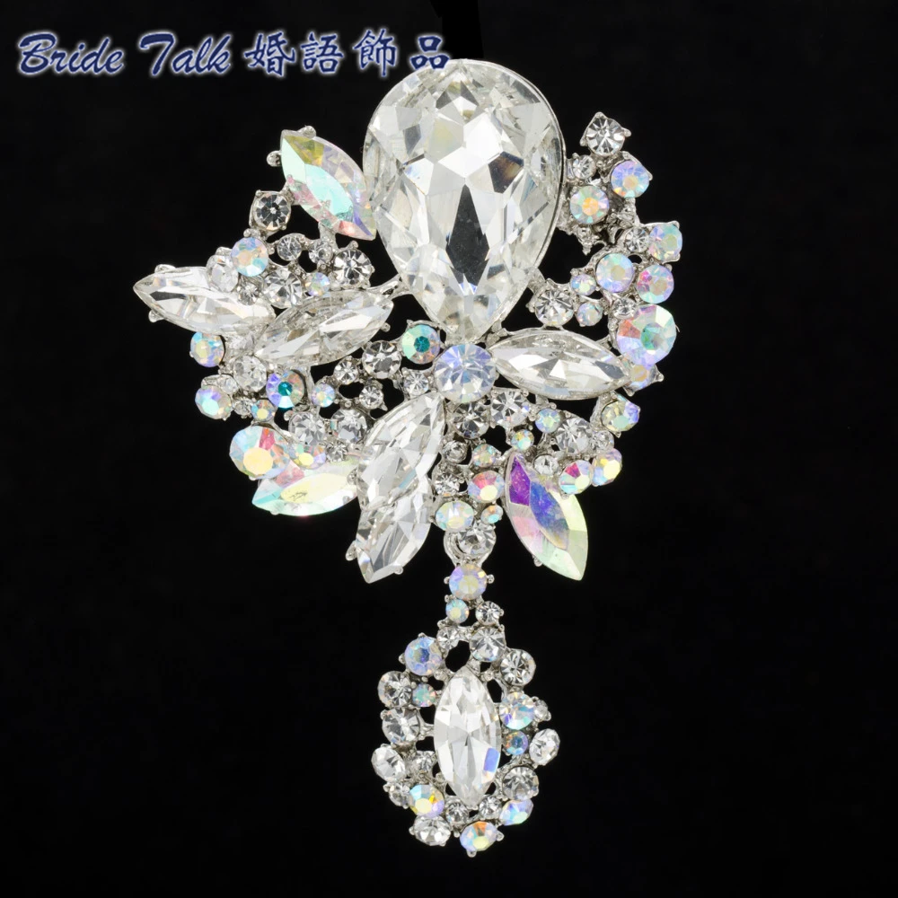 Австрийский Кристалл Уникальный Цветок Подвесные Броши Drop стразы арт стиль