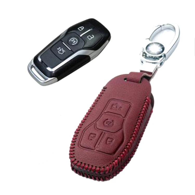 Совершенно новый кожаный чехол для ключей с 4 кнопками Ford Series E Style|leather key fob holder|key