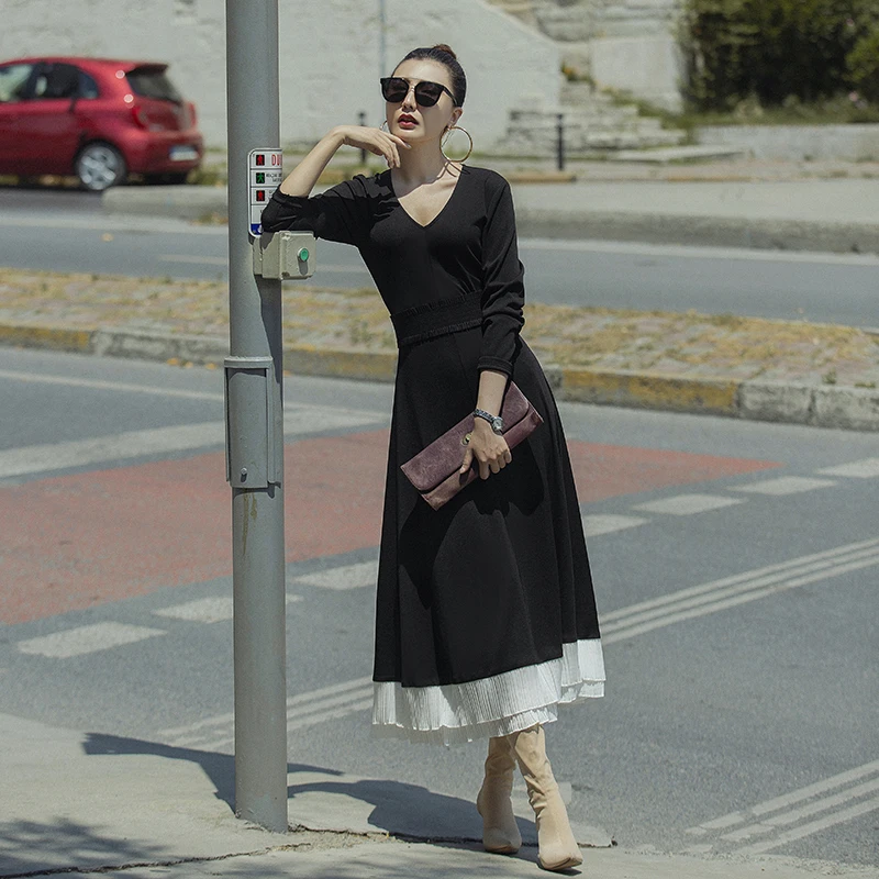 VERRAGEE осеннее женское винтажное однотонное трикотажное Полосатое лоскутное