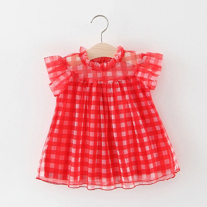 Summer Girls Dress Baby Girl Clothes Kids Infants Children Mesh Ruffles Princess Tutu Dresses Vestidos Beach S8742 | Мать и ребенок