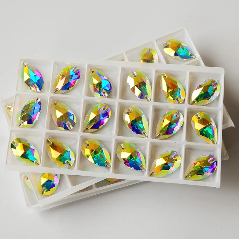 Кристалл AB Tear drop Стекло Crystasl пришить стразы для шитья DIY ремесло Стразы для одежды платье