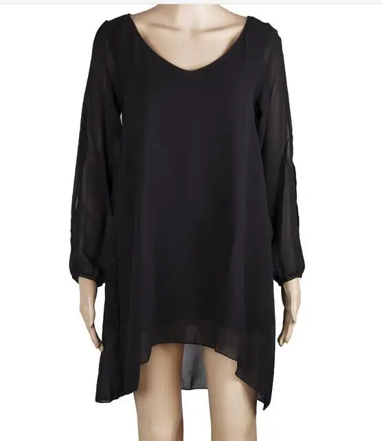 Объемное Платье-туника женское сексуальное платье с v-образным воротом длинные