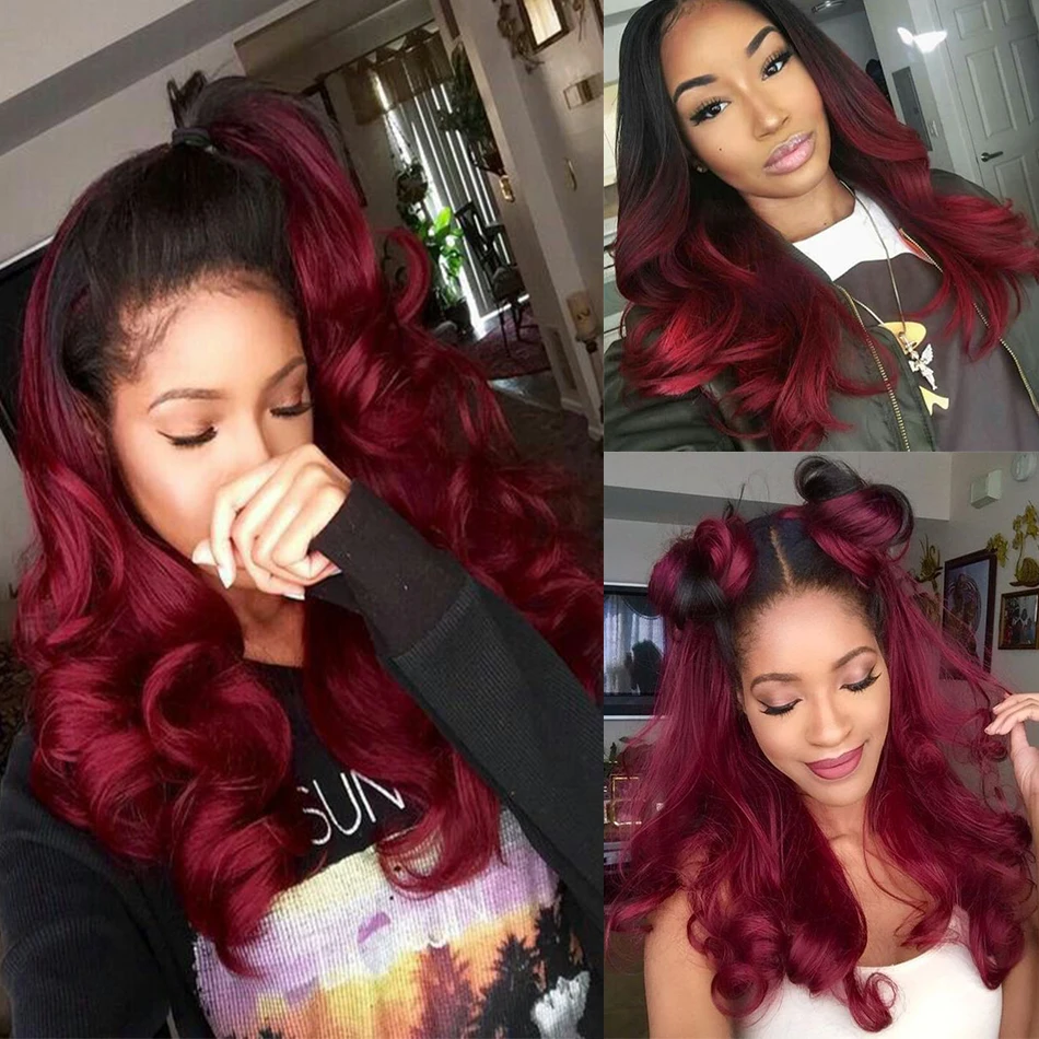 Бразильские пучки волос объемная волна 100% человеческие волосы Омбре 1B/99J для