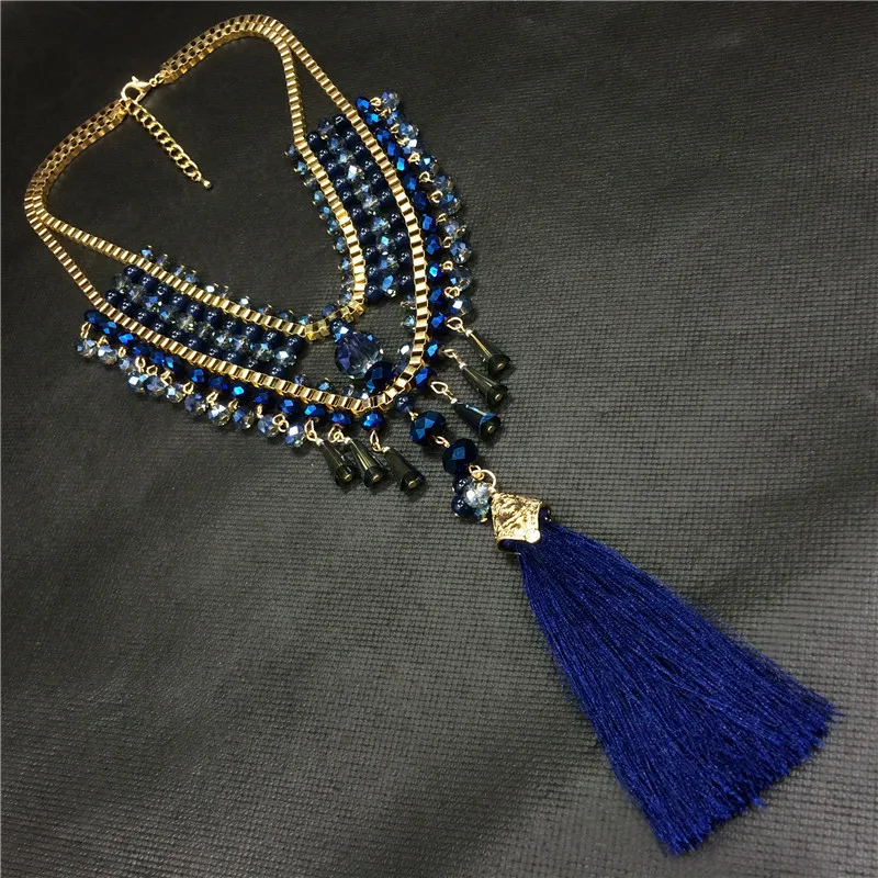 Vintage Necklaces For Women Water Drop Crystal Long Necklace Fashion Tassel Pendant Party Jewelry YaoXi | Украшения и аксессуары