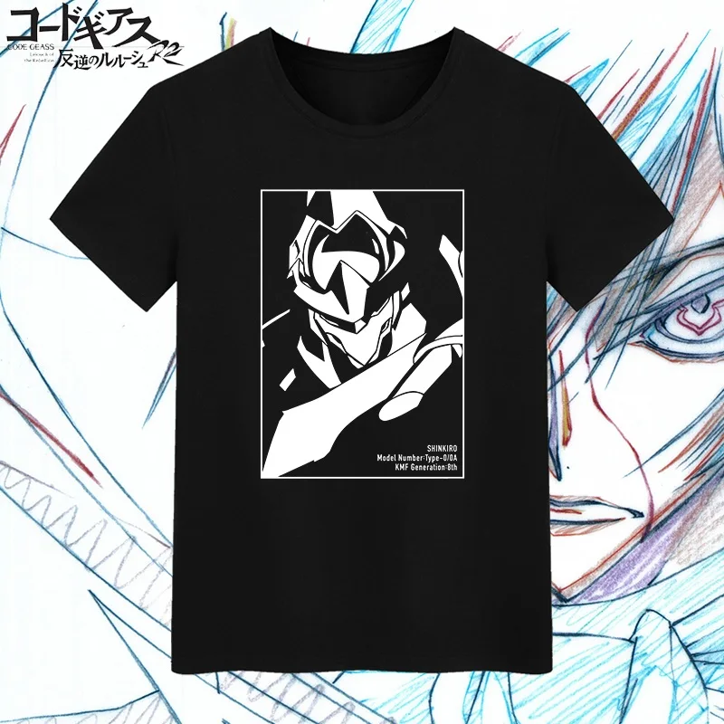 Высокое качество Q унисекс аниме Код футболки с принтом Geass футболка Lelouch Lamperouge R2