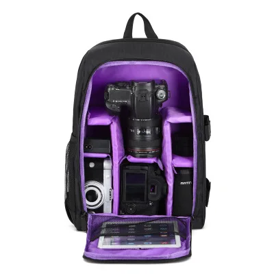 No.1119-Purple Рюкзак для камеры, водонепроницаемая Нейлоновая Сумка для DSLR камеры, сумки для видео с дождевиком, чехлы для штатива с полиэтиленовой подкладкой для фотографа Canon Nikon - Цвет: No.1119-Purple