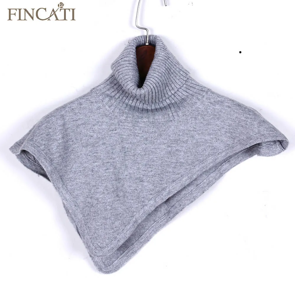 Women Autumn Winter Turtleneck Cashmere Blend Pullover Knitted Cape Ring Scarves Solid Color Warm All-Match Bufandas Stock Clear | Женская