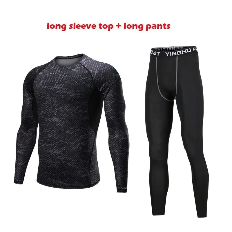 Tracksuit men-05 Спортивный костюм с принтом, Мужская эластичная спортивная одежда, мягкая дышащая одежда для пробежек, тренировок, фитнеса, компрессионная одежда для мужчин, набор для бега, S-4XL - Цвет: Tracksuit men-05