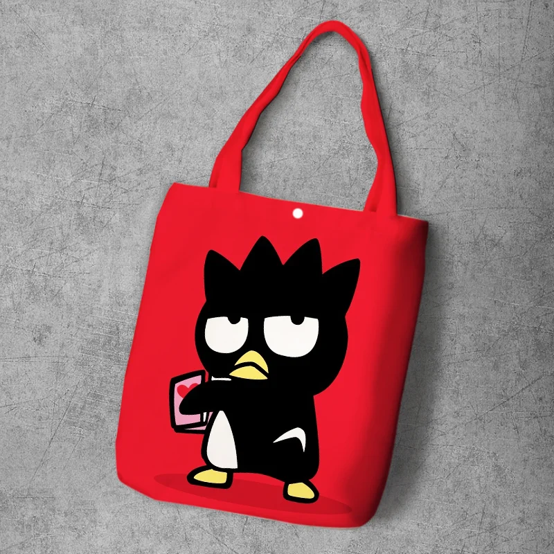 IVYYE Black Penguin Fashion Anime Foldable Canvas Shopping Bag Casual Shoulder Bags Customized Tote Handbag Lady Girls New