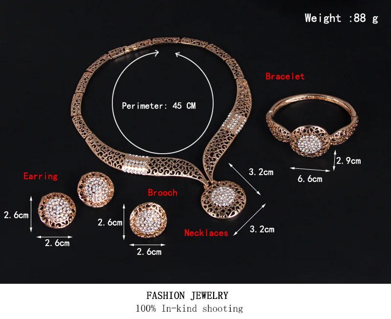 Круглый заявление сплав ожерелье браслет 4 шт. комплекты ювелирных изделий