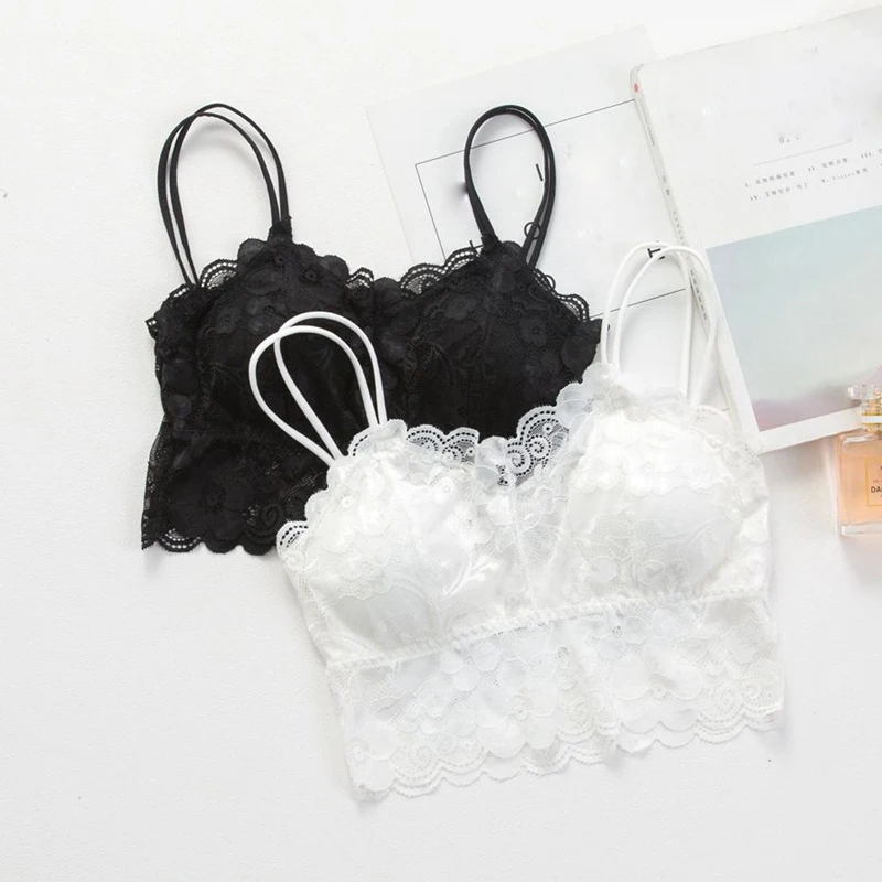 

2Pcs Women's Sexy Bralette Fashion Plus Size Lace Push Up Bra Girls Lingerie Wire Free Women Underwear Soft Female Backless Bras