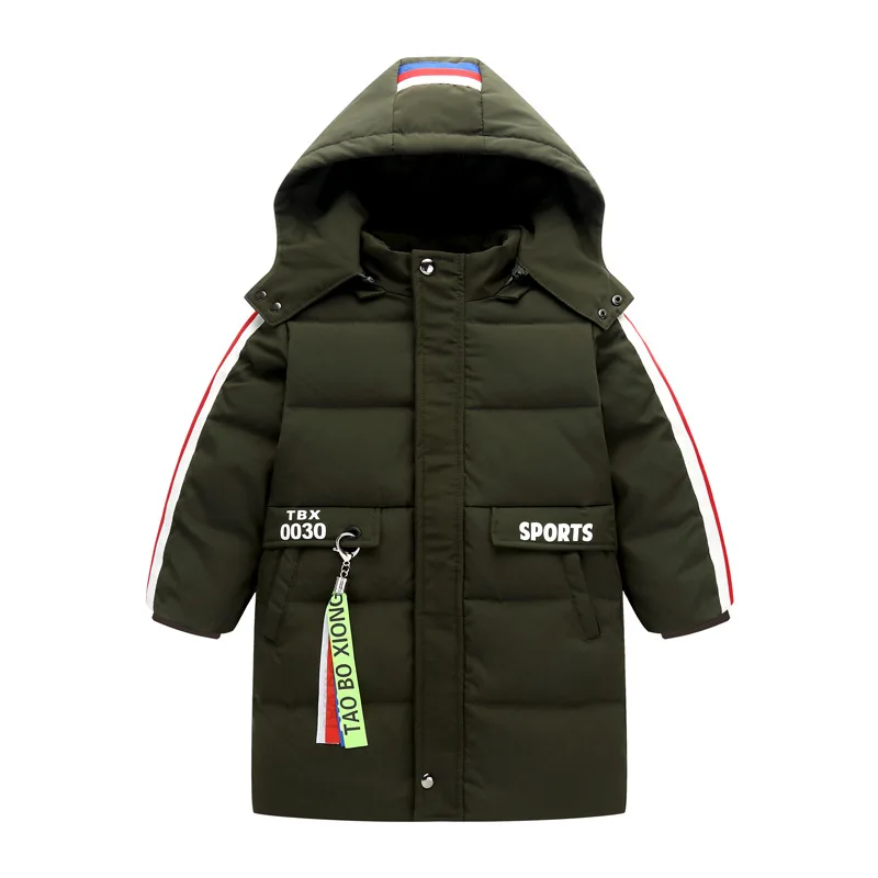 2018 зимняя куртка для Детская на гусином пуху мальчиков пальто с капюшоном и парки