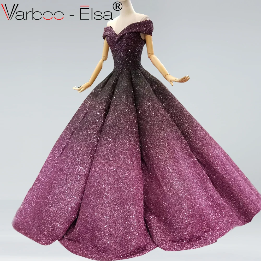 VARBOO_ELSA высококачественное шикарное вечернее платье фиолетовое бальное с