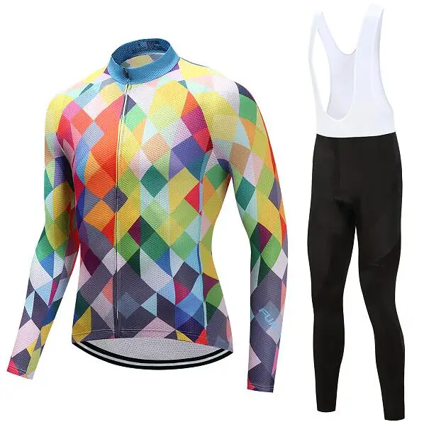 jersey and pants Осенняя профессиональная гелевая велосипедная одежда, мужская одежда с длинным рукавом для велоспорта, набор для команды mtb, шоссейного велосипеда, одежда, мужская облегающая одежда, спортивная одежда - Цвет: jersey and pants