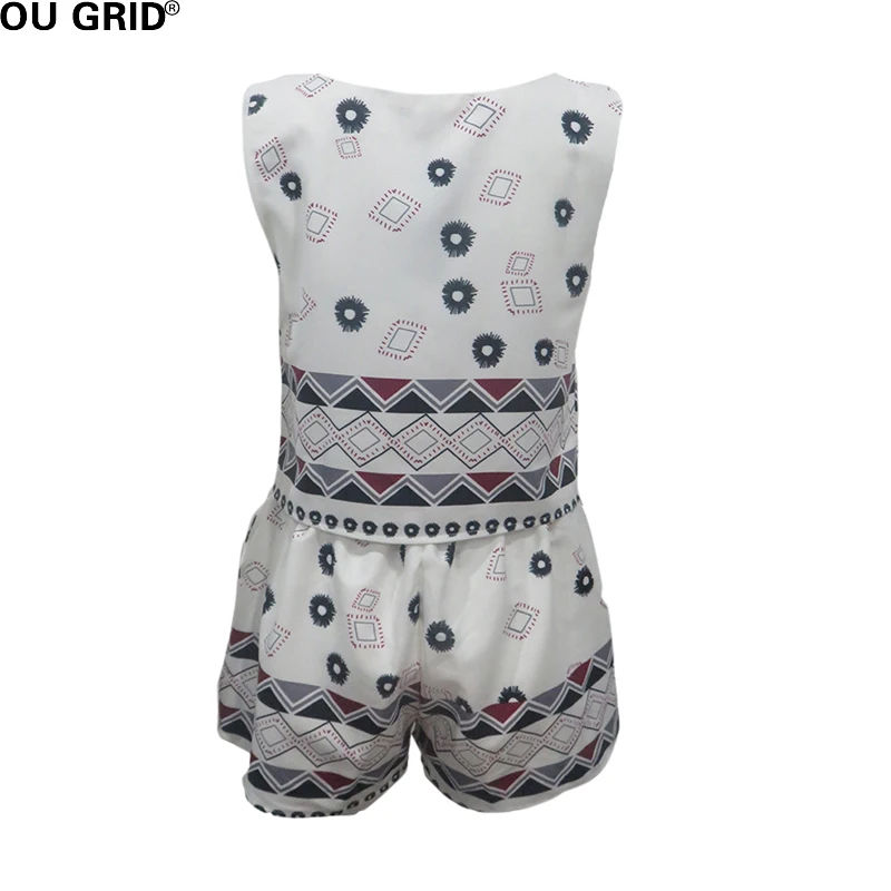 Старинные Печати Шорты Костюм Женщины Лето Рукавов Короткий О Образным Вырезом