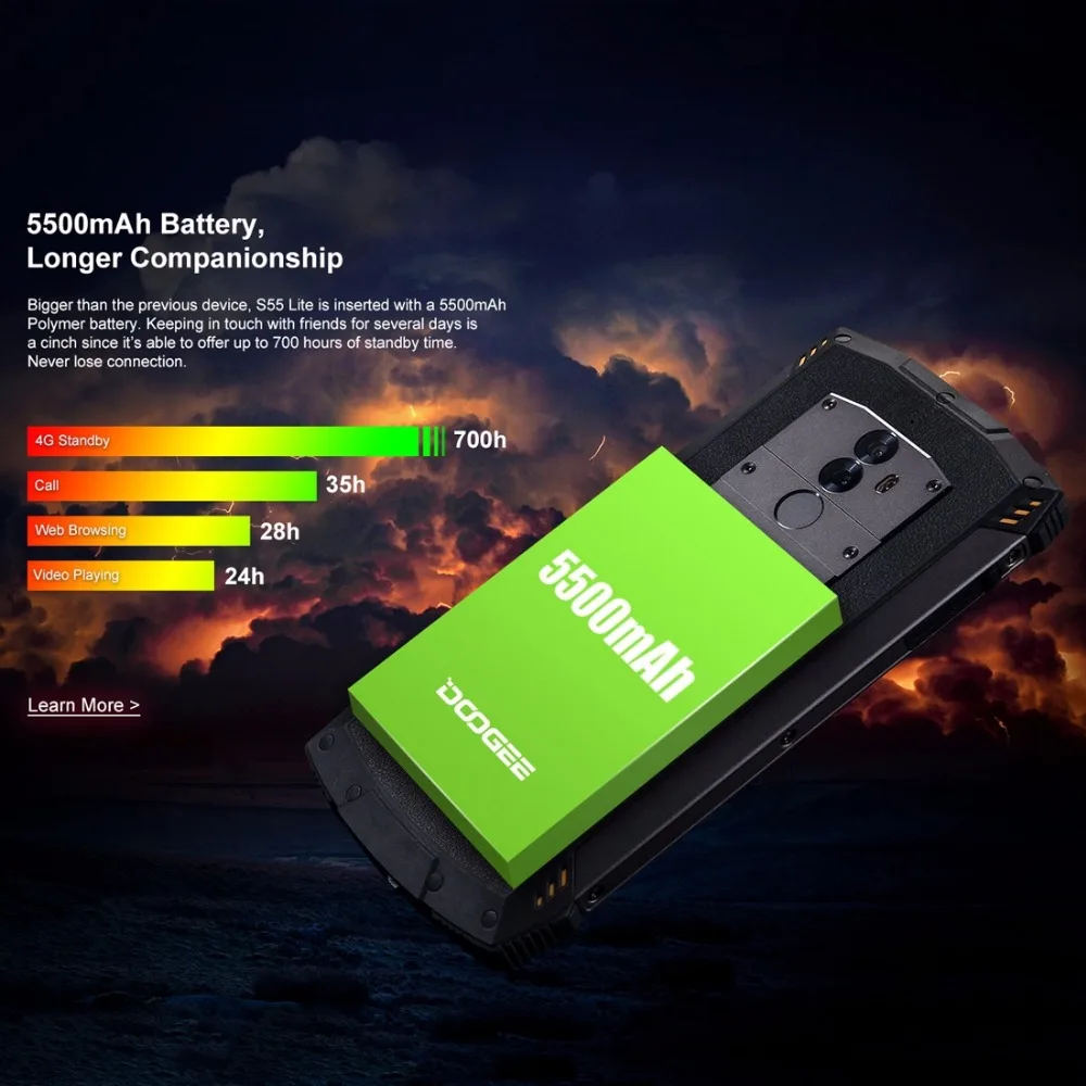 DOOGEE S55 Lite IP68 Водонепроницаемый 5 &quotHD + мобильного телефона Android 8 1 MTK6739 4 ядра 2 GB 16 13MP