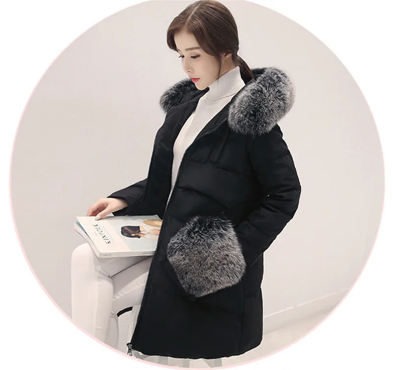 TEAEGG размера плюс 5XL Женская куртка с воротником из искусственного меха зимняя парка с Капюшоном Серая женское пуховое пальто зимнее пальто Piumino Donna AL441