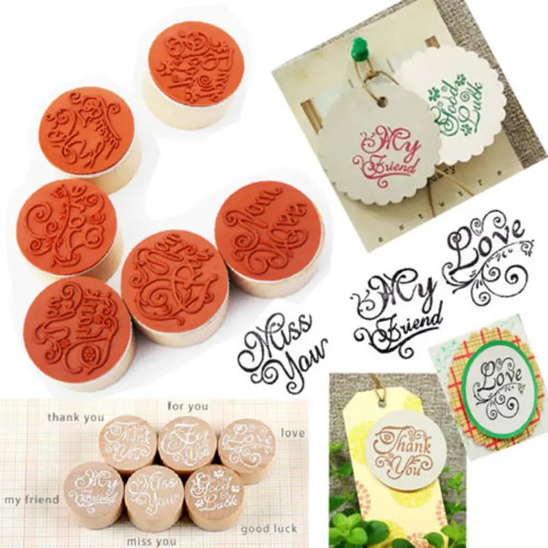 Деревянный резиновый штамп с рисунком детский альбом для скрапбукинга ручной