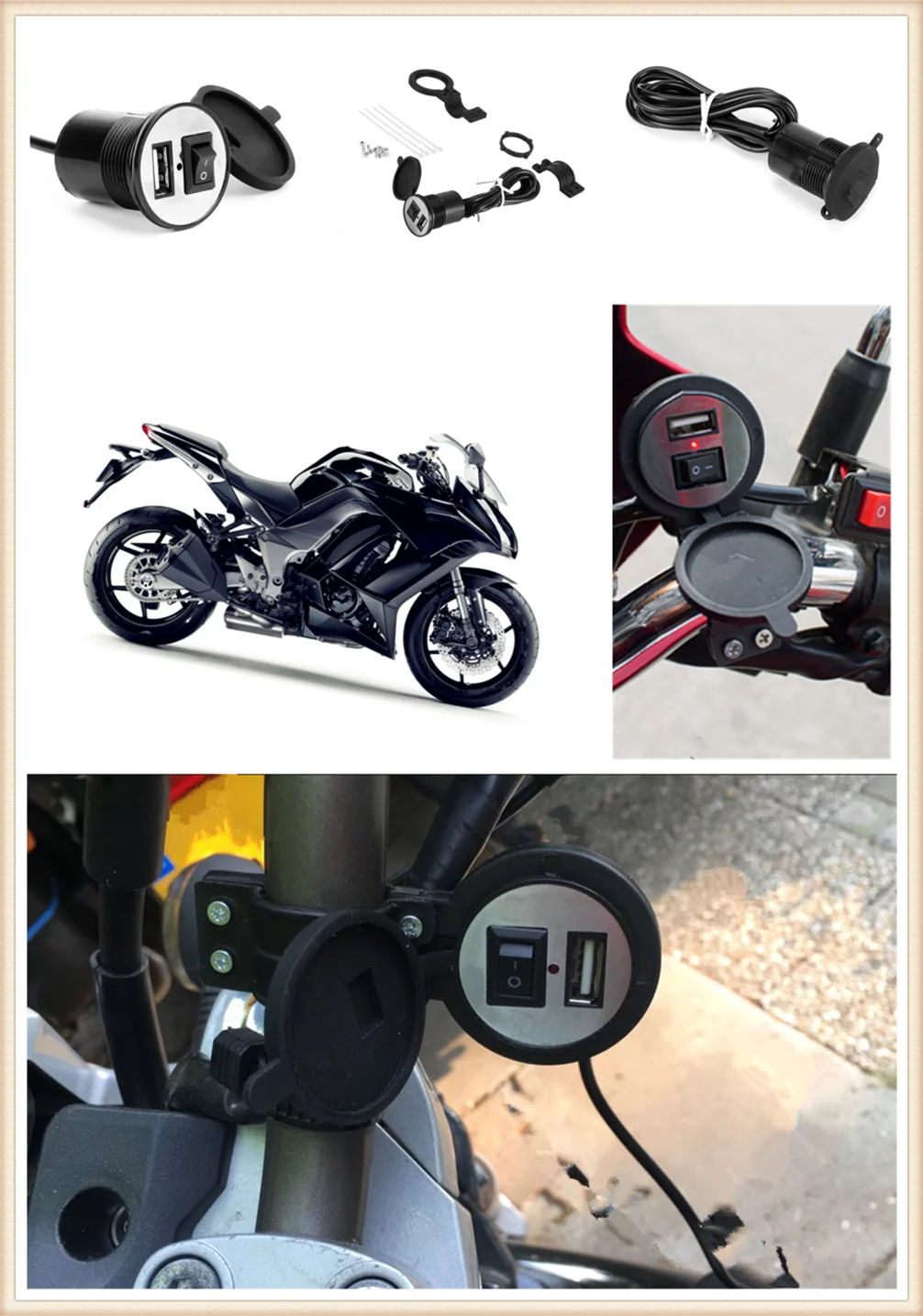 

12-24V motorcycle USB charger power adapter waterproof for HONDA CBR650F CB650F CBF1000 VF750S SABRE VFR750 VFR800 F