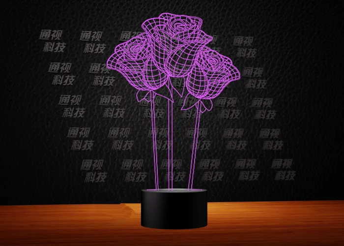 Подарок для девушки 7 цветов Изменение 3D Голограмма Роза цветок лампа вечерние Подарок на годовщину подарок на день Святого Валентина