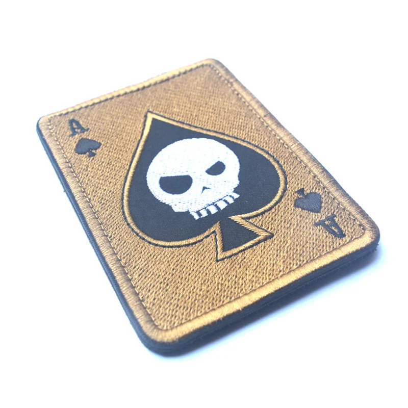 Череп головы Покер патч удивительный Тактический значок 3D вышитый Американская