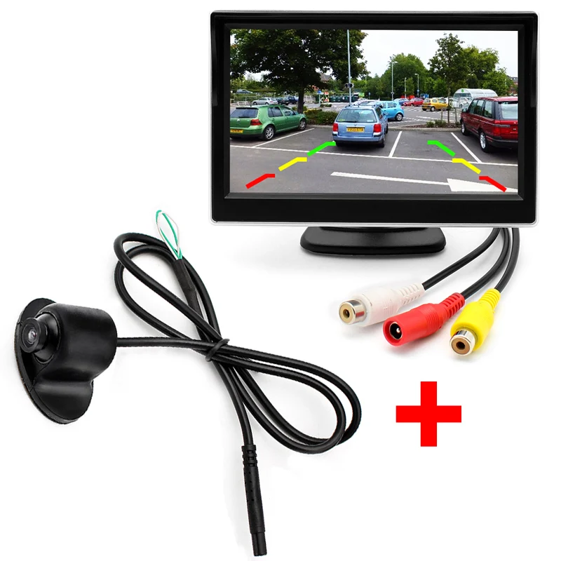 T501E388 Универсальный 5 дюймов автомобиля HD Зеркало заднего вида монитор CCD Видео Авто Парковочные системы с 4 светодиодный Ночное видение Реверсивный Фронтальная камера - Цвет: T501E388