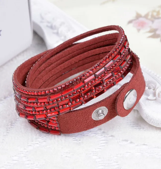 1 шт. разноцветный Бархатный браслет ручной работы блестящий кожаный со стразами