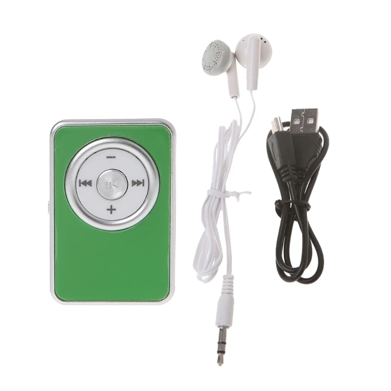 Мини зажим музыкальный медиа mp3 плеер Поддержка TF Micro SD карты с USB кабелем для