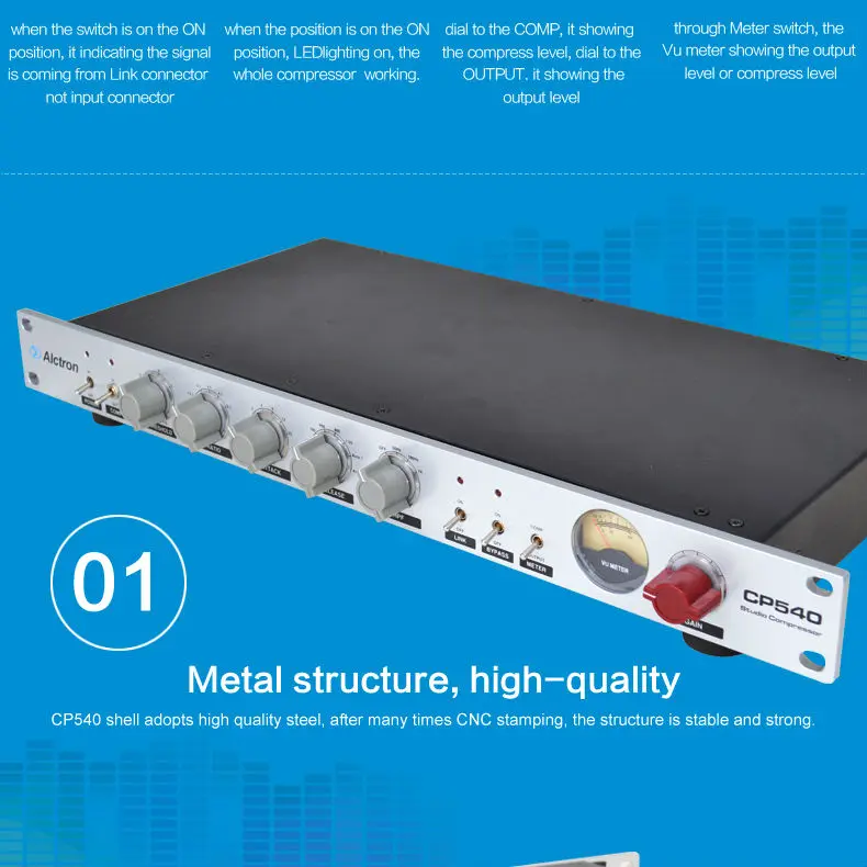 Alctron CP540 Профессиональный одноканальный микрофон предусилитель компрессор/ограничитель, студийный компрессор, Pro Mic предварительный компрессор