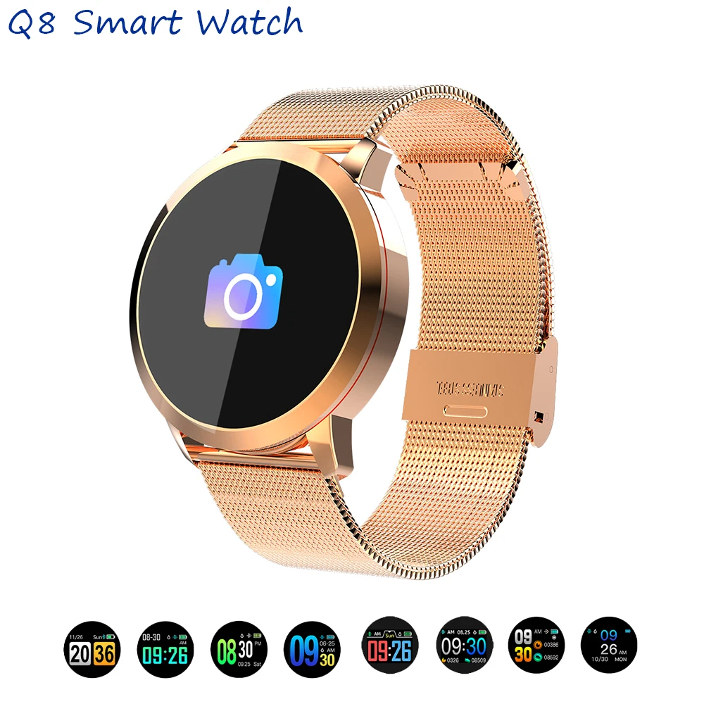 Q8 OLED Bluetooth Смарт часы из нержавеющей стали водонепроницаемые носимые устройства