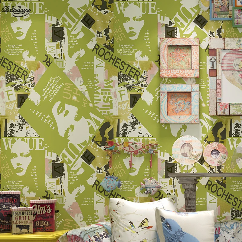 

beibehang Warm TV background European pure paper character illustration English magazine personality poster wallpaper