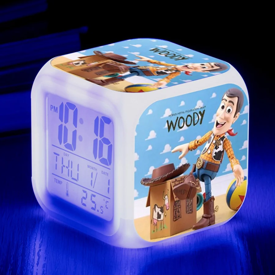 Toy story 4 buzz lightyear Вуди и Джесси будильник, светящийся светодиодный, изменение цвета, цифровые часы для детской комнаты, многофункциональные игрушки - Цвет: 5