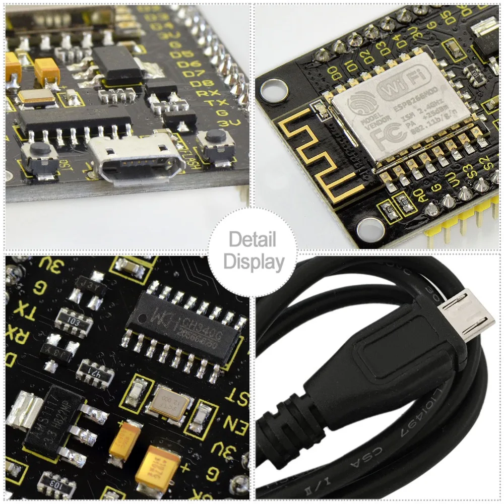 NEW! Keyeastudio NodeMcu Lua ESP8266 ESP-12F WIFI Module +1M USB Cable /Development Board  /Compatible with Networking
