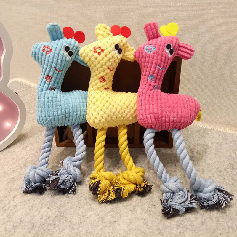 OLN Pet puppies vocal dog toy rope knot bite-resistant corn grain plush molars supplies P18050801 | Дом и сад