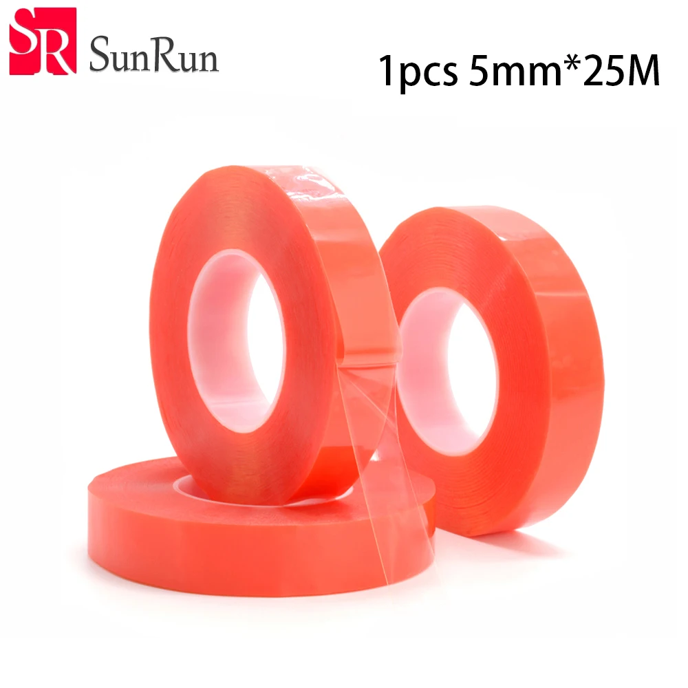 5 мм * 25 м двухсторонняя лента красная пленка крепкие бесшовные Клейкая